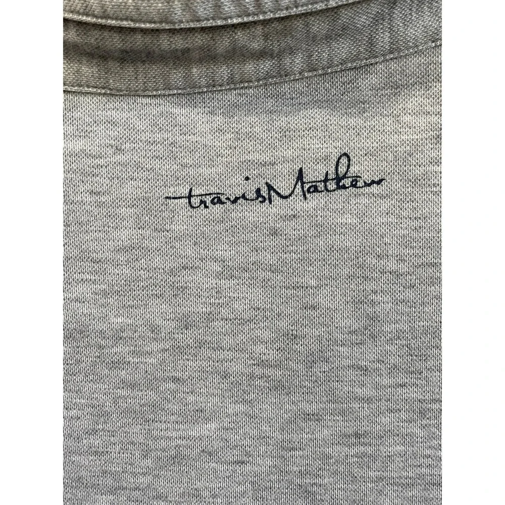 Travis Mathew XXL Polo Shirt Heather Grey Striped Pima Cotton Blend Golf Top